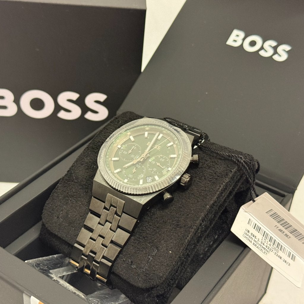 Hugo Boss Candor Prime Chronograph Black/Green (Nieuw), Sieraden, Tassen en Uiterlijk, Hugo Boss, Zo goed als nieuw, Support@hugoboss.com