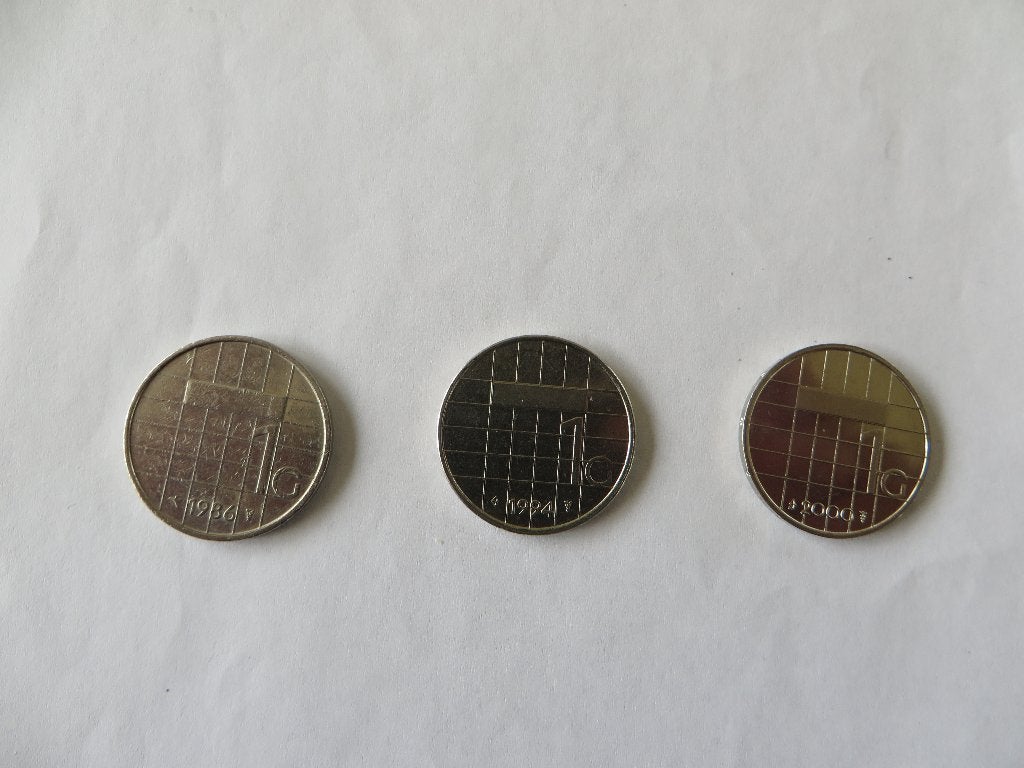 1 Gulden Beatrix 3 stuks 1986 1994 2000, Ophalen of Verzenden, Koningin Beatrix, 1 gulden, Losse munt
