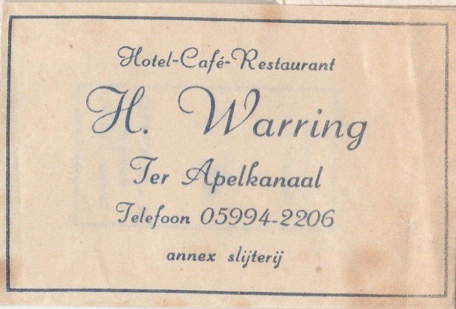 H Warring Ter Apelkanaal - slijterij, Ophalen of Verzenden