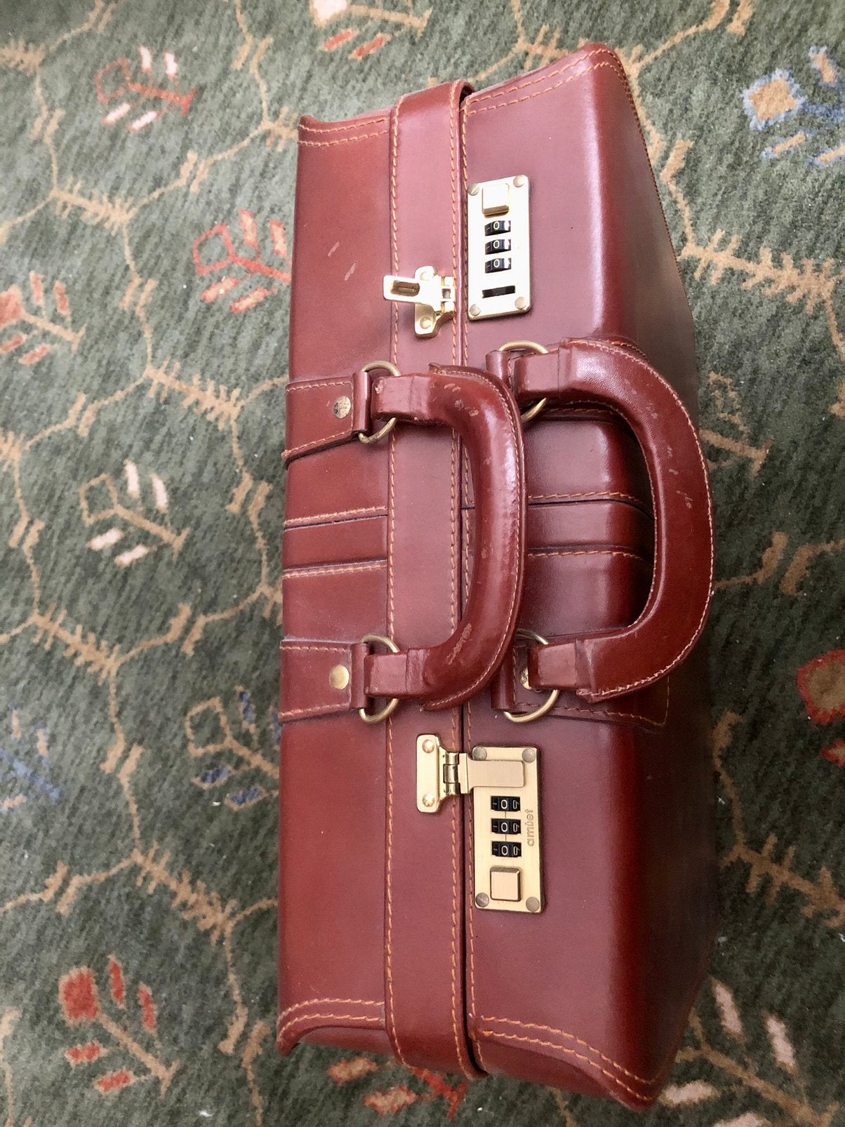 Chique vintage lederen documentenkoffer, 50 tot 60 cm, Leer, Ophalen of Verzenden, Zo goed als nieuw
