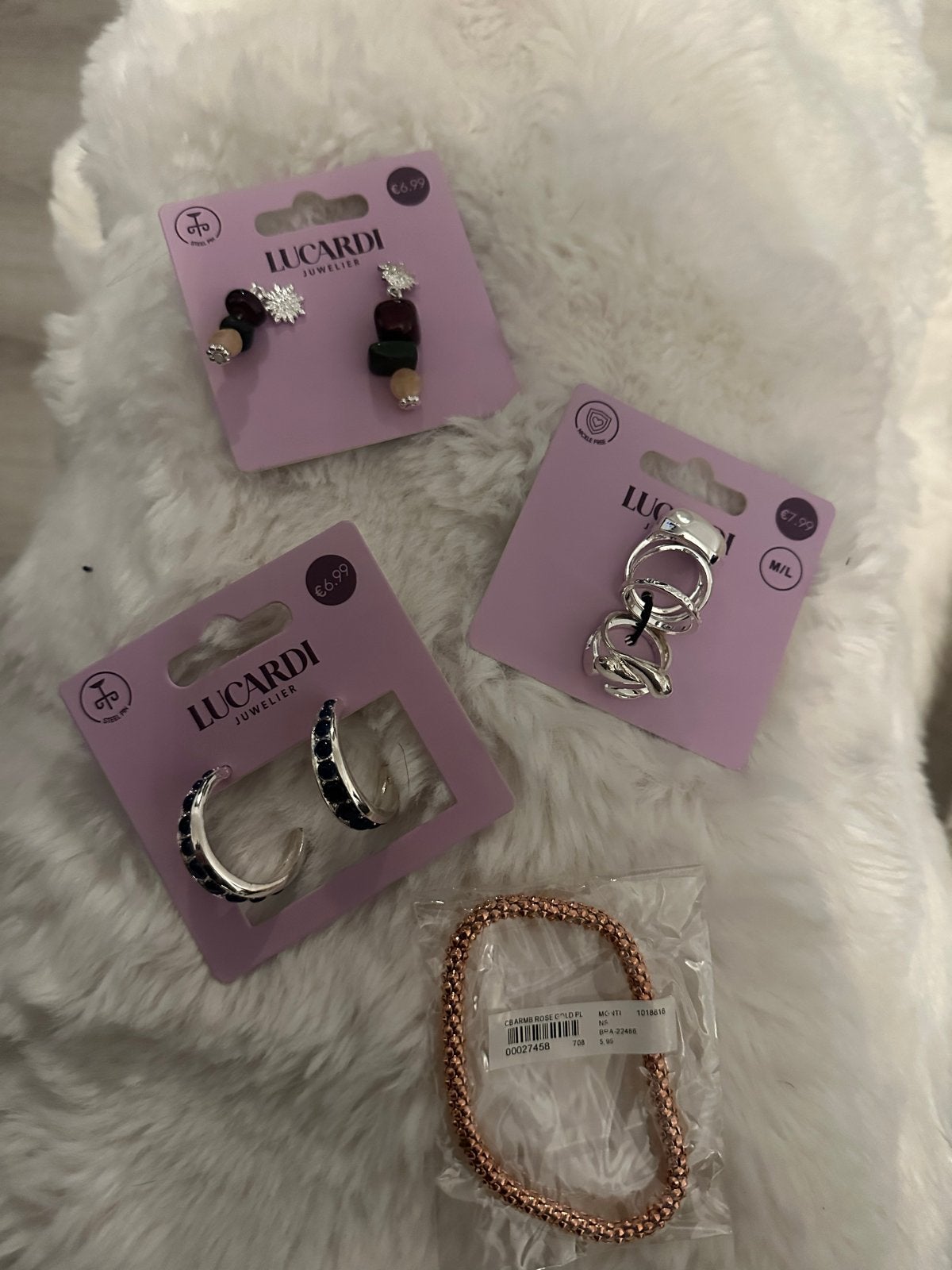 Nieuwe Lucardi oorbellen, armband en ringen, Overige materialen, Nieuw, Ophalen of Verzenden, Met edelsteen
