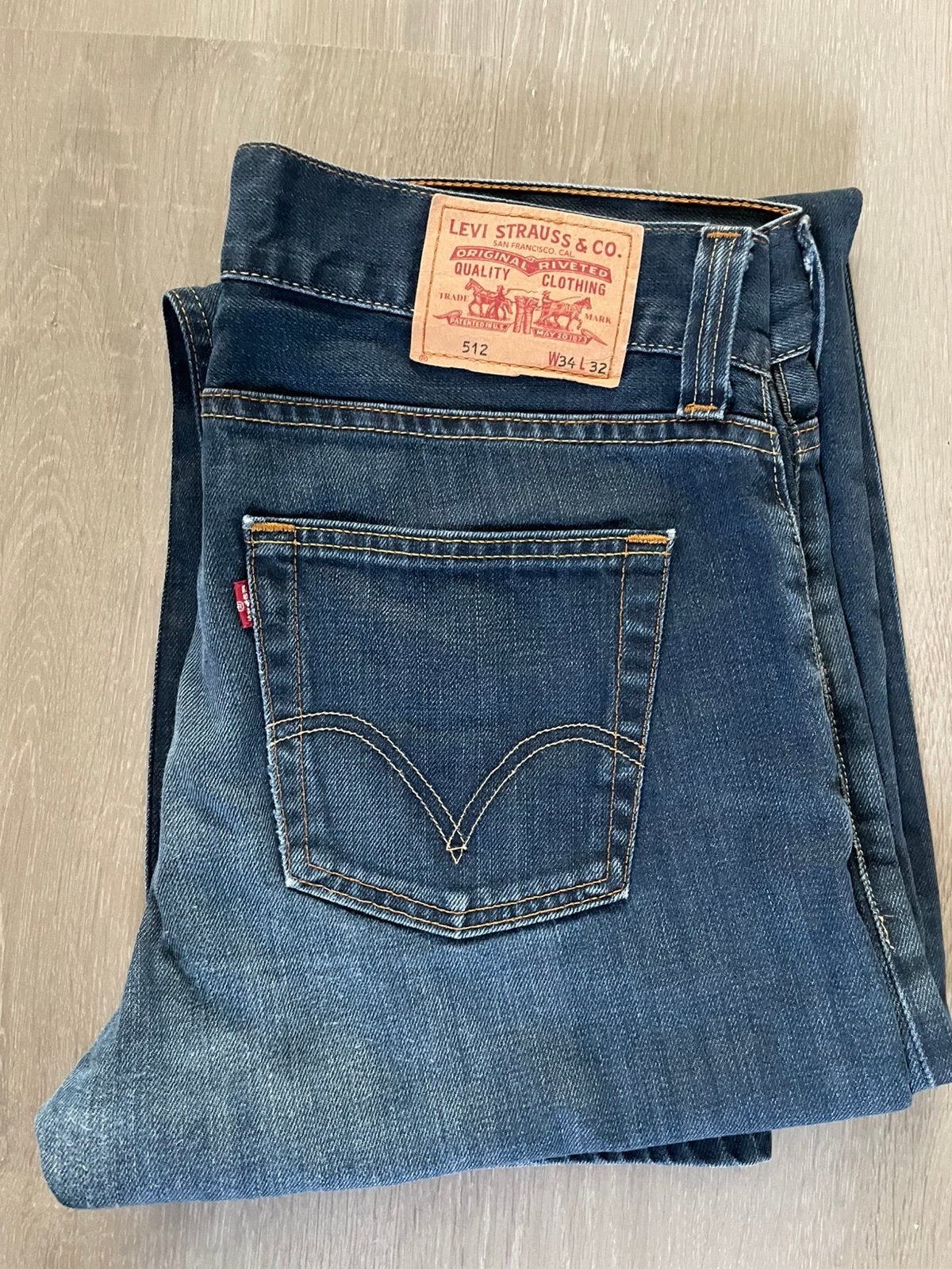Levi's 512 Bootcut jeans donkerblauw W34/L32, Ophalen of Verzenden, Zo goed als nieuw, Blauw, W33 - W34 (confectie 48/50)