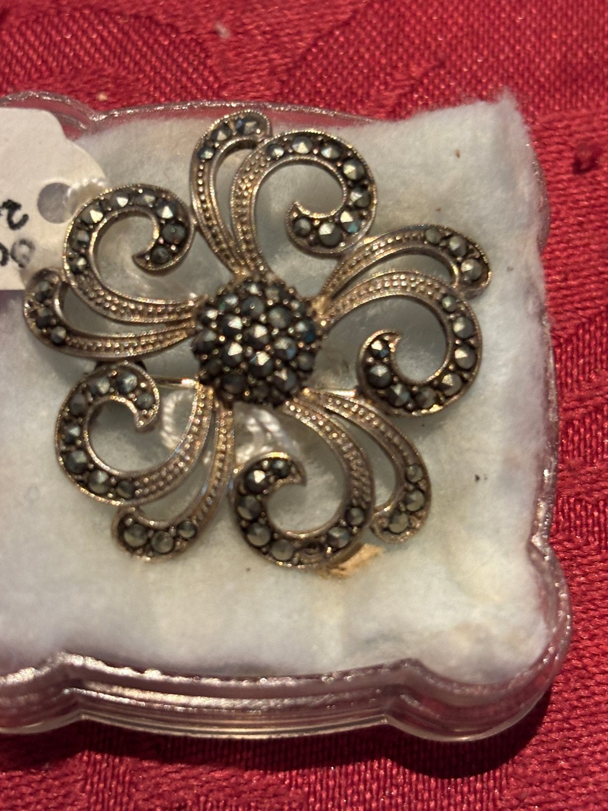 Vintage Zilveren Broche met Markasiet, Met kristal, 4 tot 7 cm, Verzenden, Nieuw