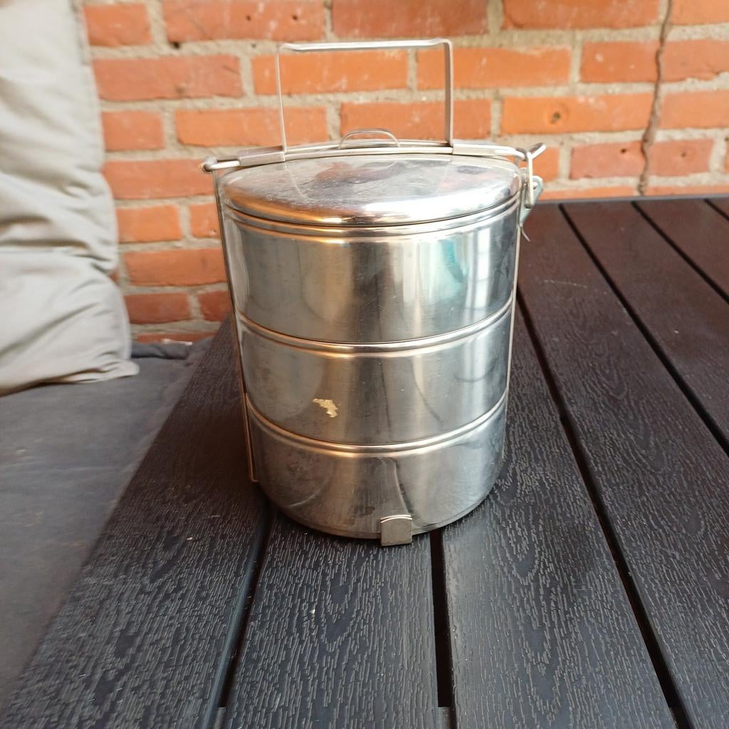 Vintage RVS Voedselcontainer - Warm Eten & Picknick, Huis en Inrichting, Ophalen of Verzenden, Gebruikt