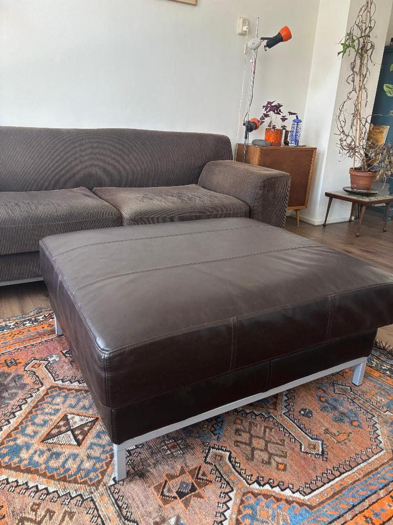 Kramfors hocker van leer, Ophalen, Gebruikt, Vierkant, 100 tot 125 cm