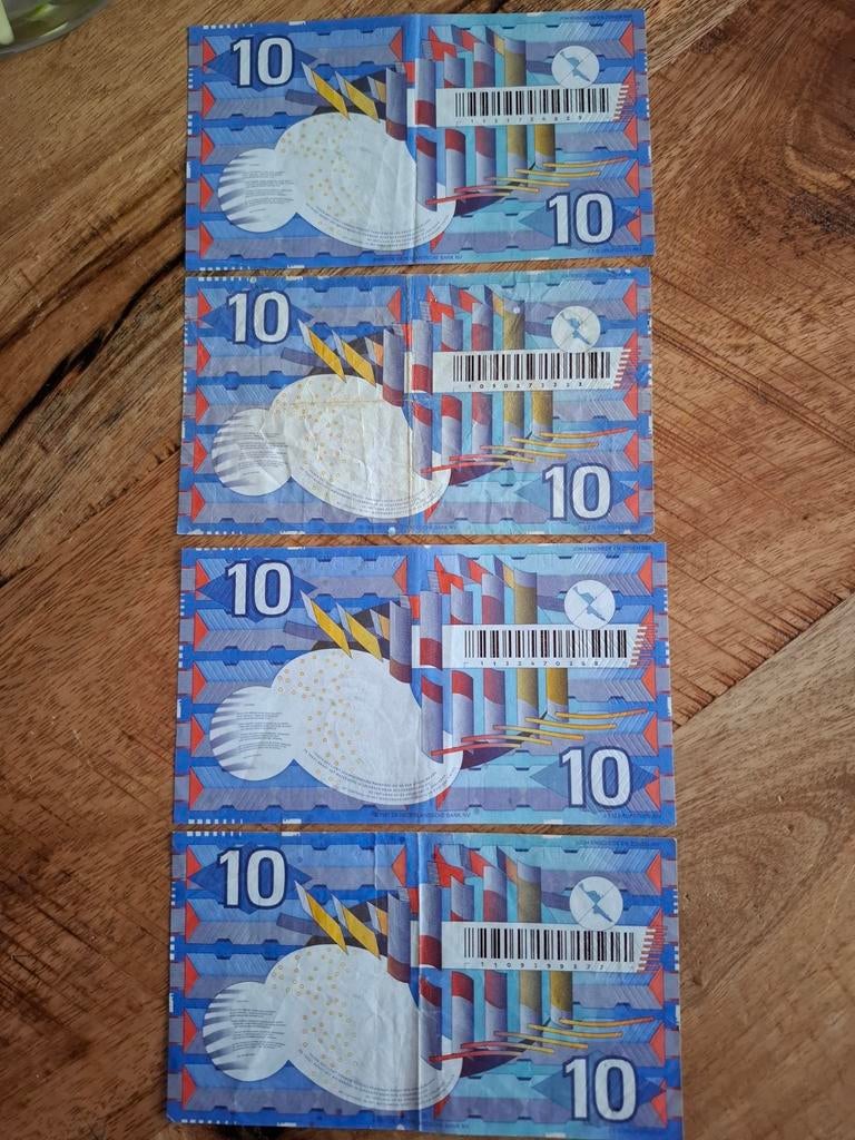 Set van 4 Tien Gulden biljetten (Zonnebloem), Ophalen of Verzenden, 10 gulden