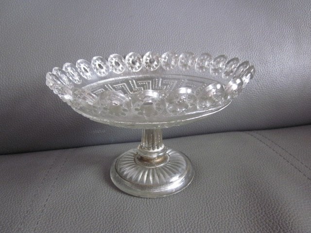 Vintage glazen bonbonschaal op voet/pedestal compotier, Antiek en Kunst, Ophalen