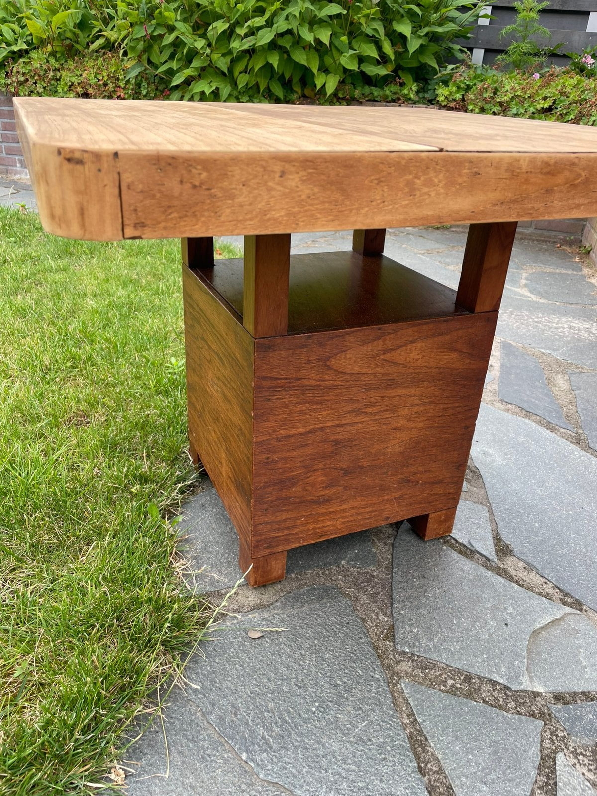 Salontafel bijzettafel hout vintage 70x70x55cm, Ophalen, 50 – 75, Gebruikt, 50 tot 100 cm