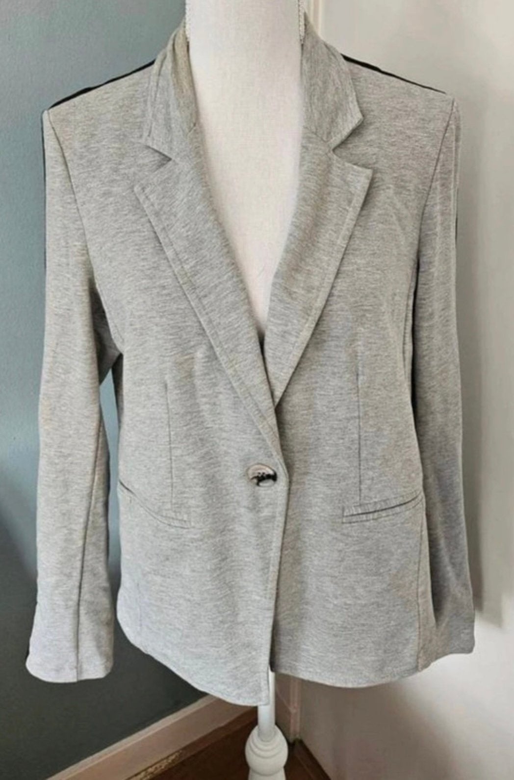 Grijze blazer met zwarte bies, Follie di Garbo - maat XL, Ophalen of Verzenden, Zo goed als nieuw, Maat 46/48 (XL) of groter, Grijs