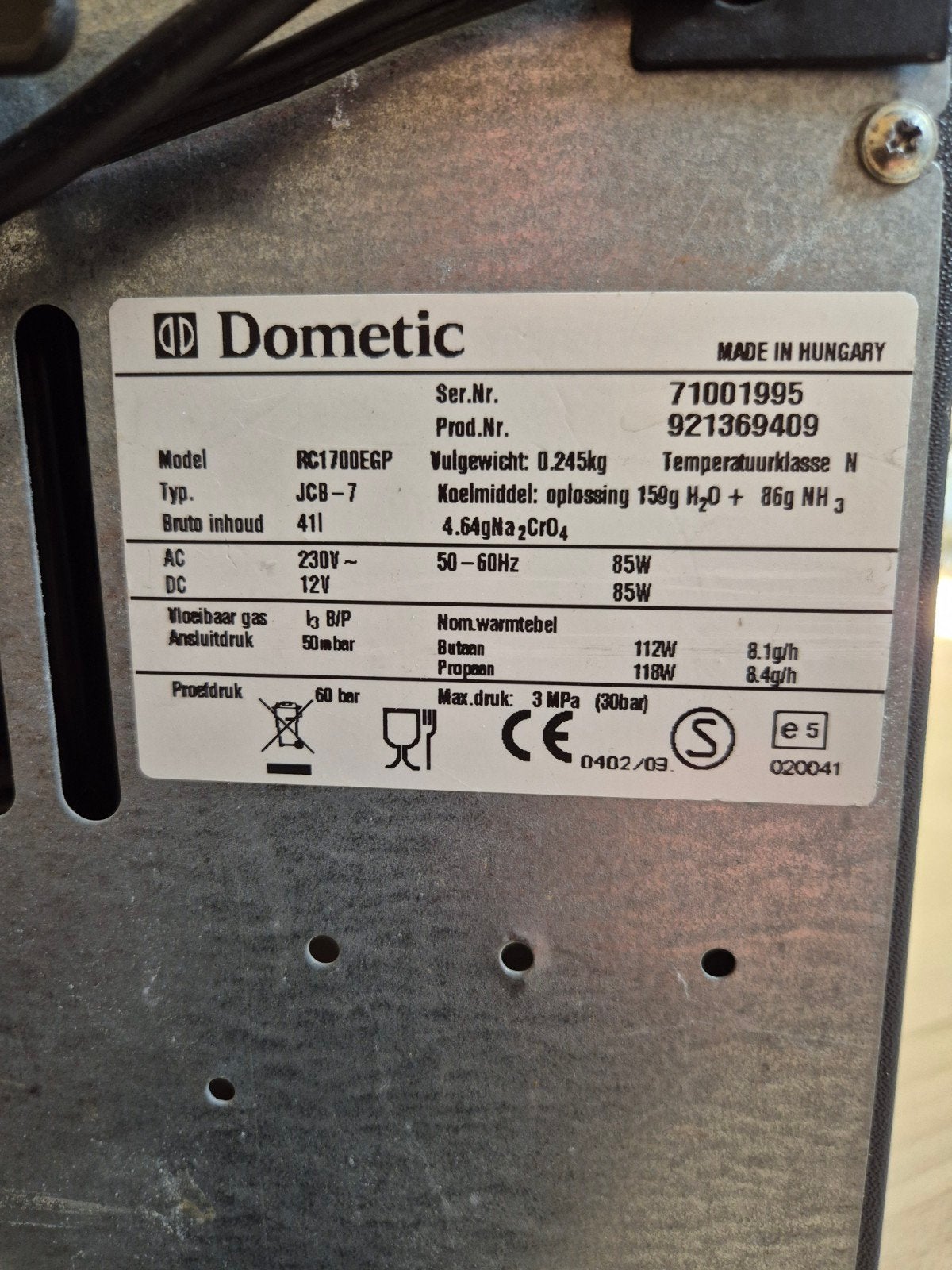 Grote Dometic RC1700EGP Koelbox - 3-weg (12V/230V/Gas) 41 L, Ophalen, Gebruikt, Koelbox, Elektrisch