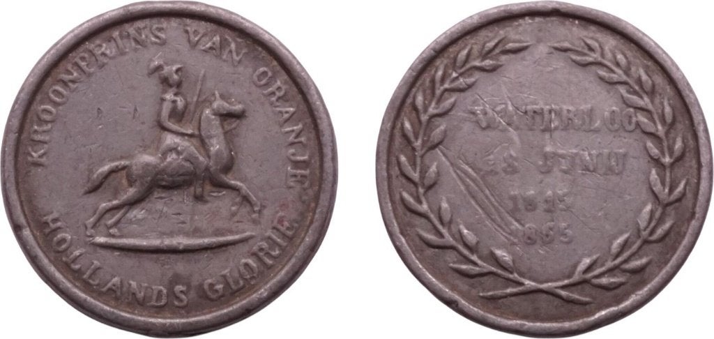 Draagpenning 1865, Nederland, Slag bij Waterloo, Ophalen of Verzenden, Koning Willem III, Overige waardes, Losse munt