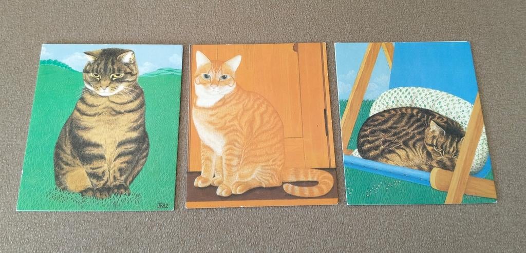 3 VINTAGE MINI KAARTEN POEZEN*KATTEN*JOAN FREESTONE*KAT*POES, Verzenden, 1960 tot 1980, Ongelopen, Hond of Kat