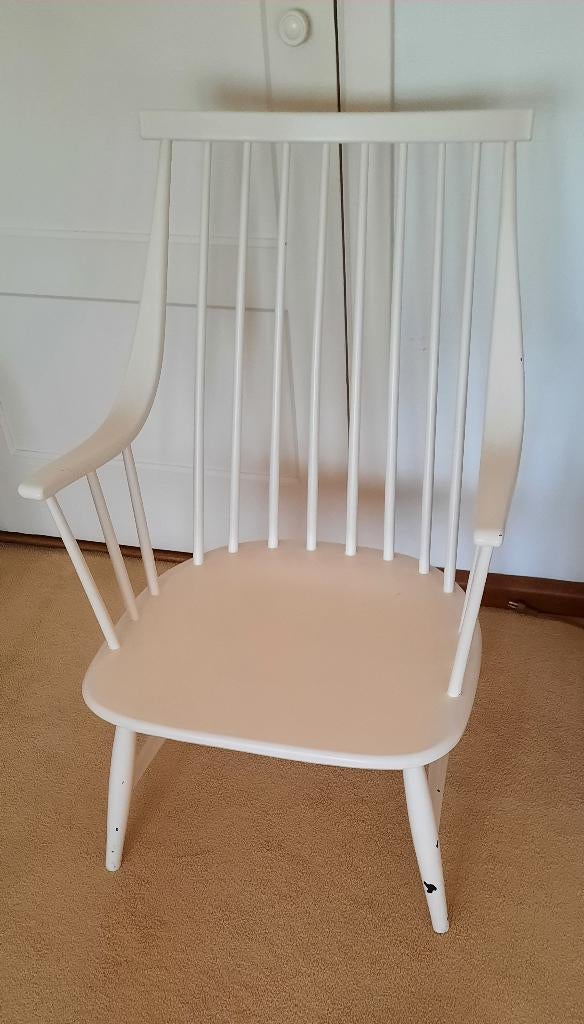 Vintage fauteuil - Zweeds Design Lena Larsson Grandessa 1960, Huis en Inrichting, Stoelen, Zo goed als nieuw, Eén, Hout, Wit, Ophalen