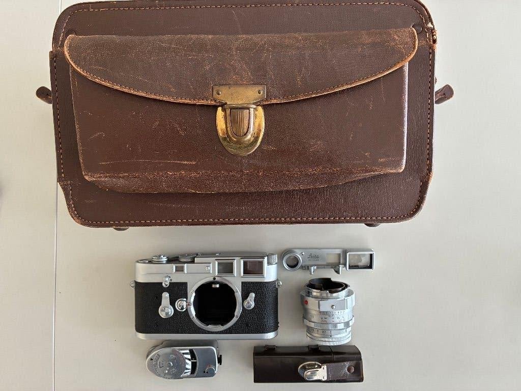Leica M3 meetzoeker camera met Summicron 50mm en tas, Audio, Tv en Foto, Fotocamera's Analoog, Ophalen, Gebruikt, Compact, Leica