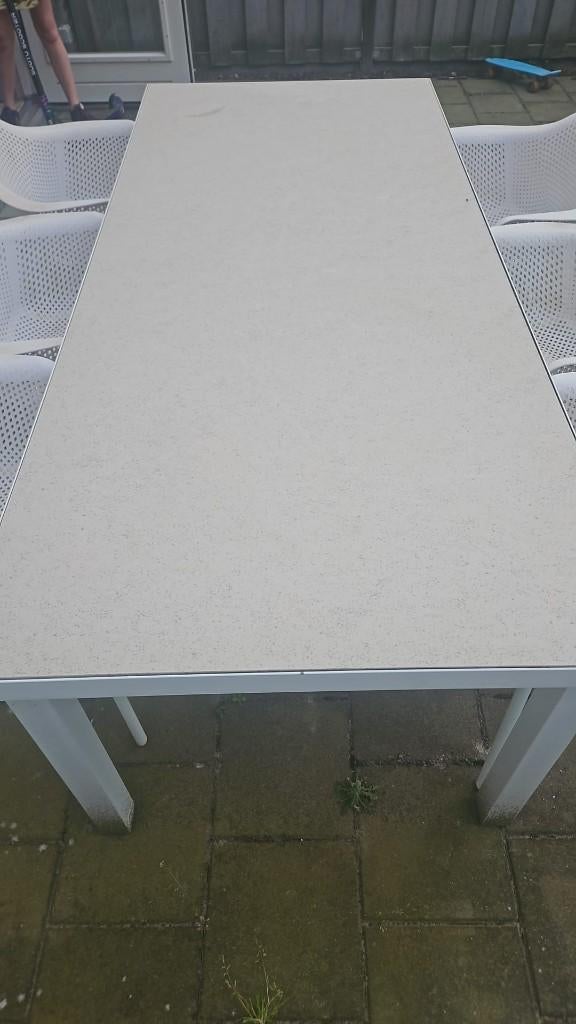 Tuintafel inclusief stoelen, Ophalen, Gebruikt, Rechthoekig, Metaal