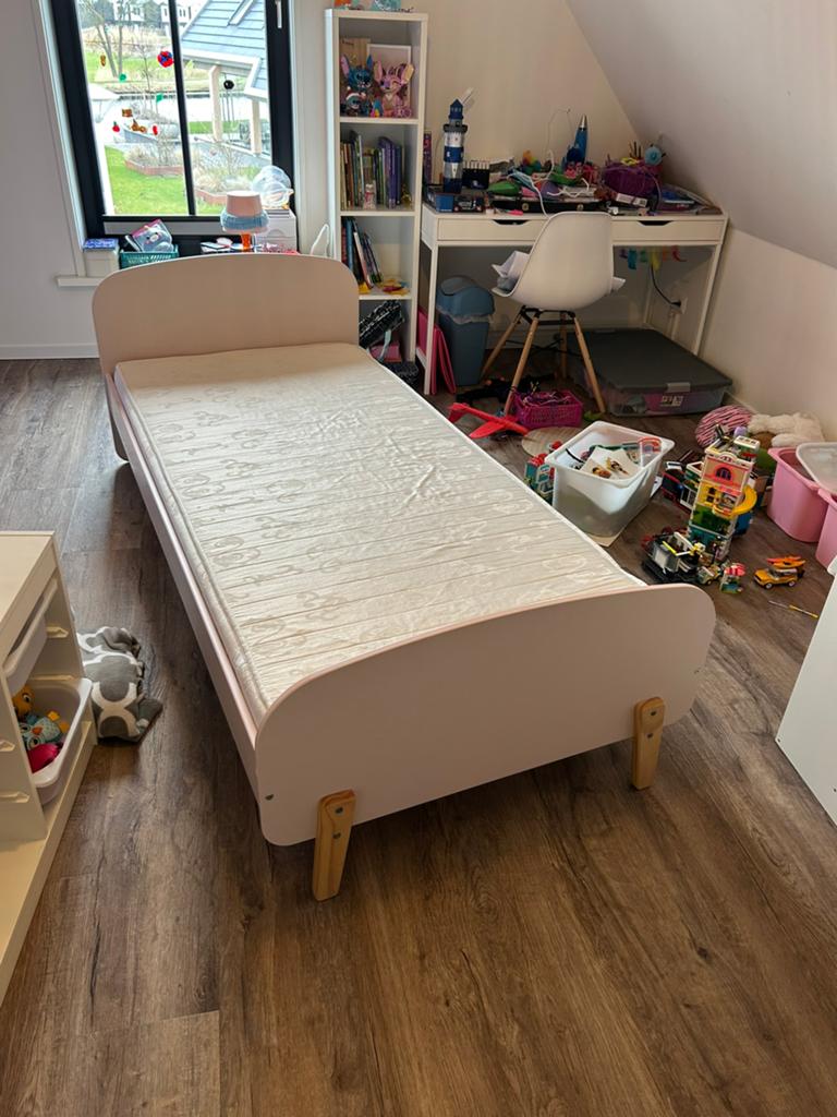 Kinderbed, Kinderen en Baby's, Kinderkamer | Bedden, Ophalen, Gebruikt, 180 cm of meer, 85 tot 100 cm
