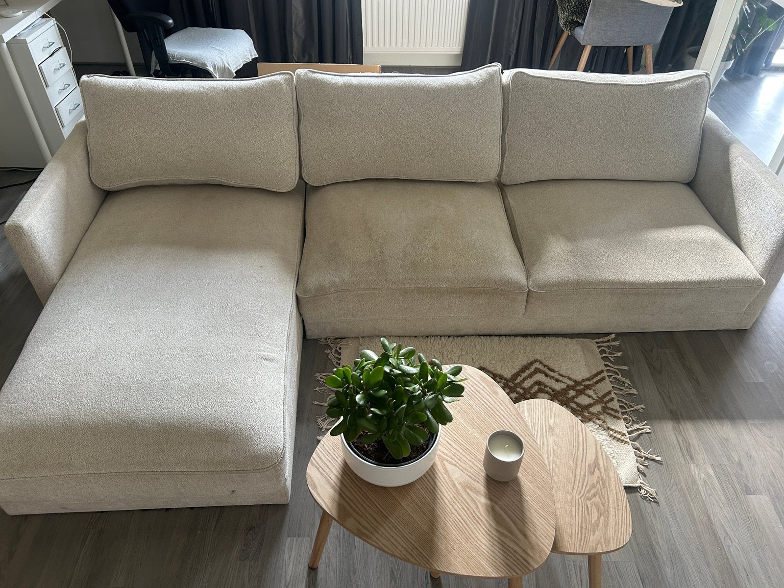 GRATIS AF TE HALEN HOEKBANK BEIGE, Ophalen, Gebruikt