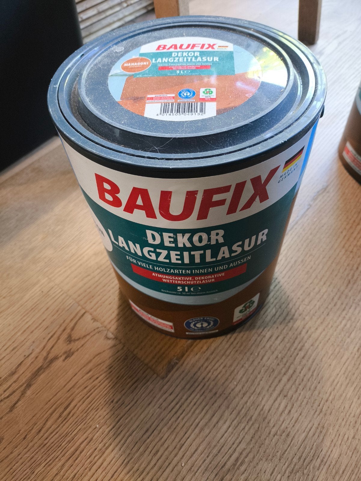 Mahonie kleurige houtbeits - 1 ongeopend, 1 geopend (5L), Ophalen, 5 tot 10 liter, Nieuw, Beits