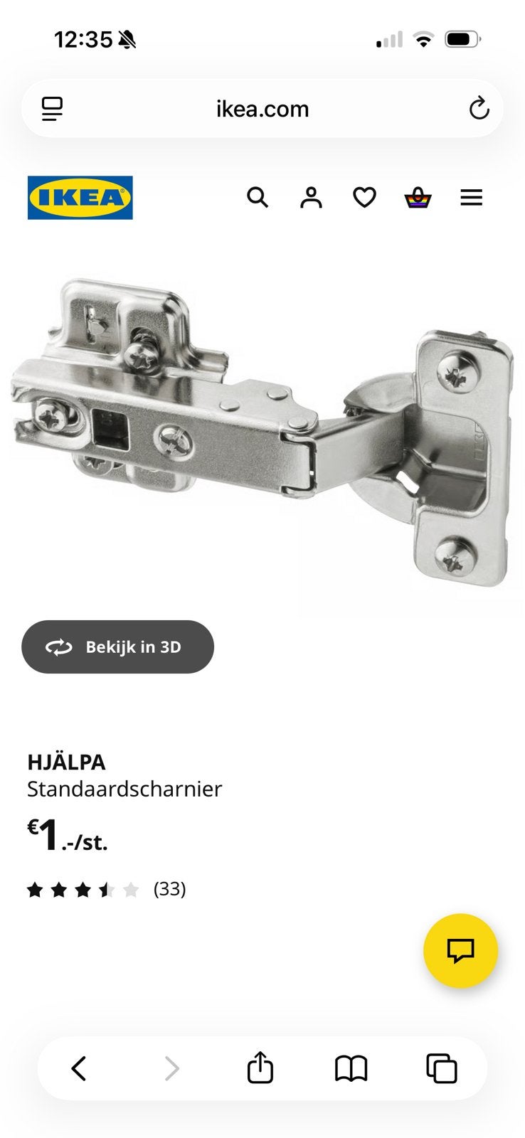 19 stuks Hjalpa Ikea scharnieren, Doe-het-zelf en Verbouw, Ophalen of Verzenden, Nieuw, Scharnier