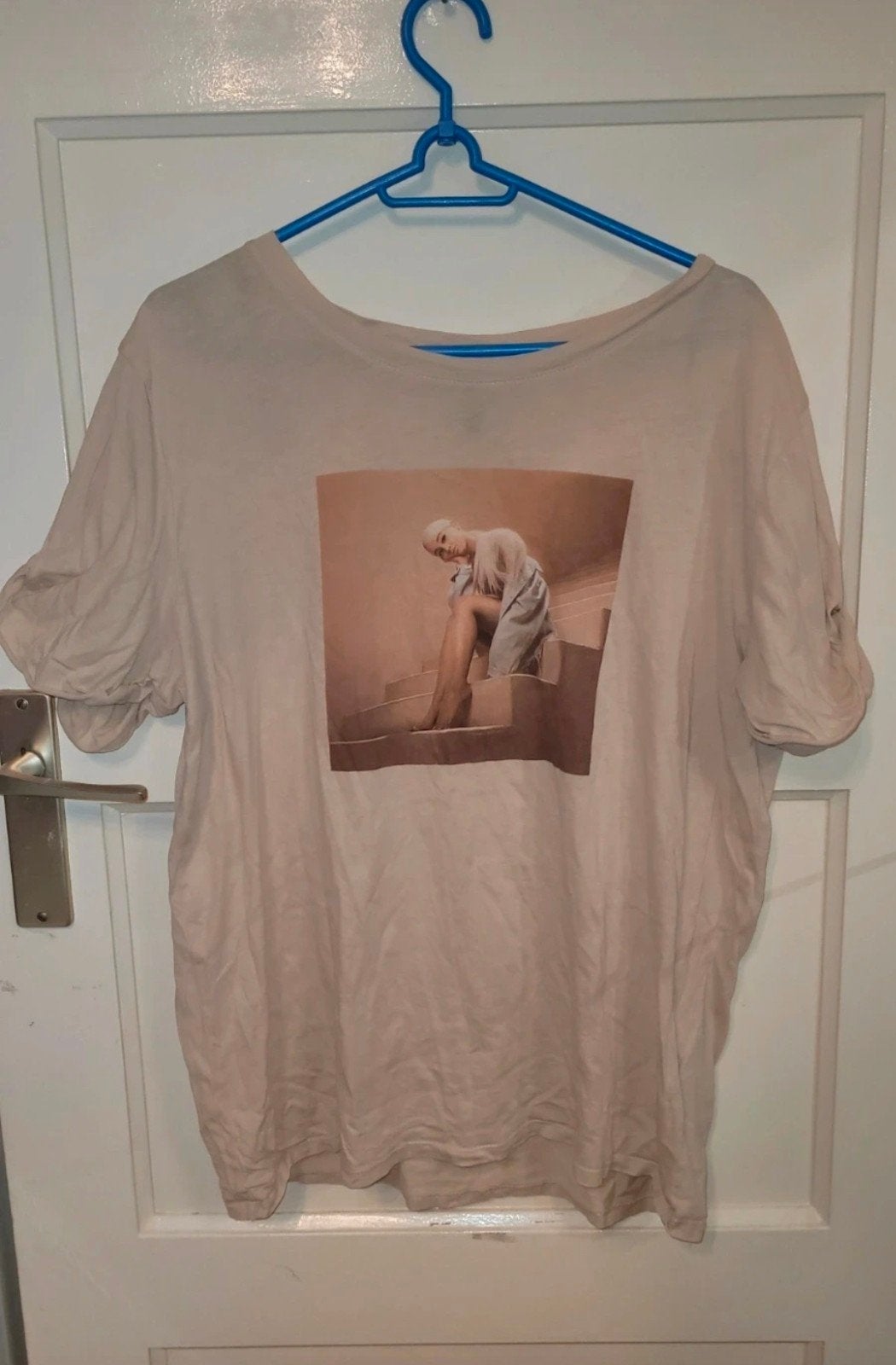 Ariana Grande t-shirt beige with print, Verzenden, Zo goed als nieuw, Beige, Korte mouw