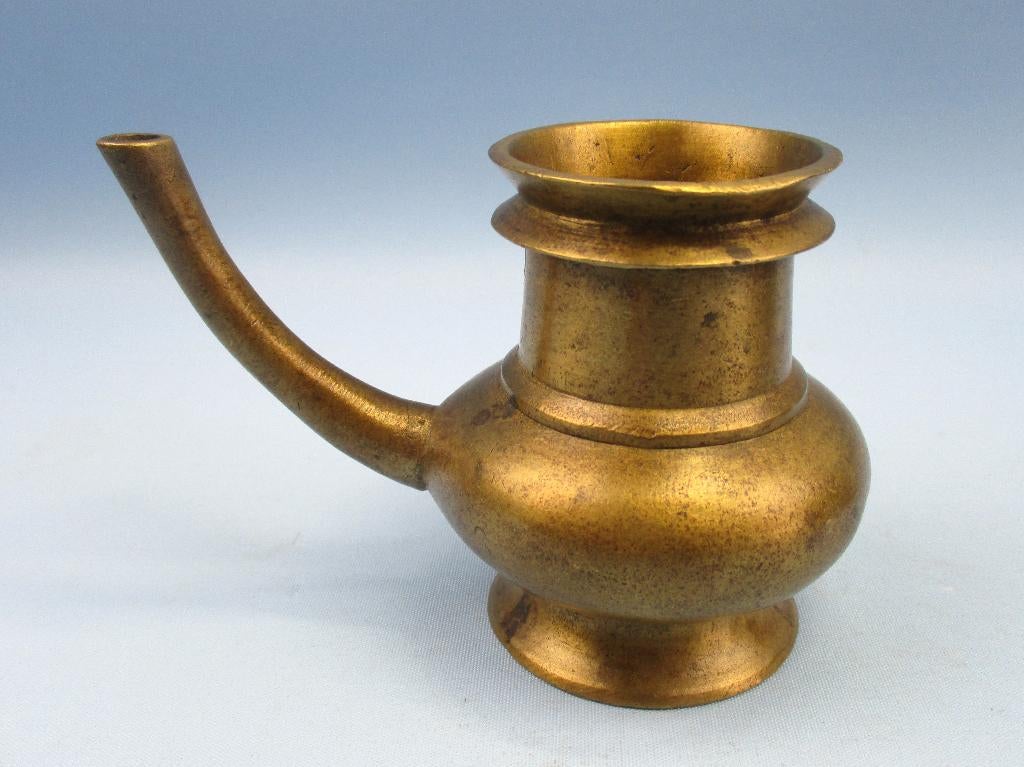 Bronzen Kindi traditionele waterpot India, Ophalen of Verzenden