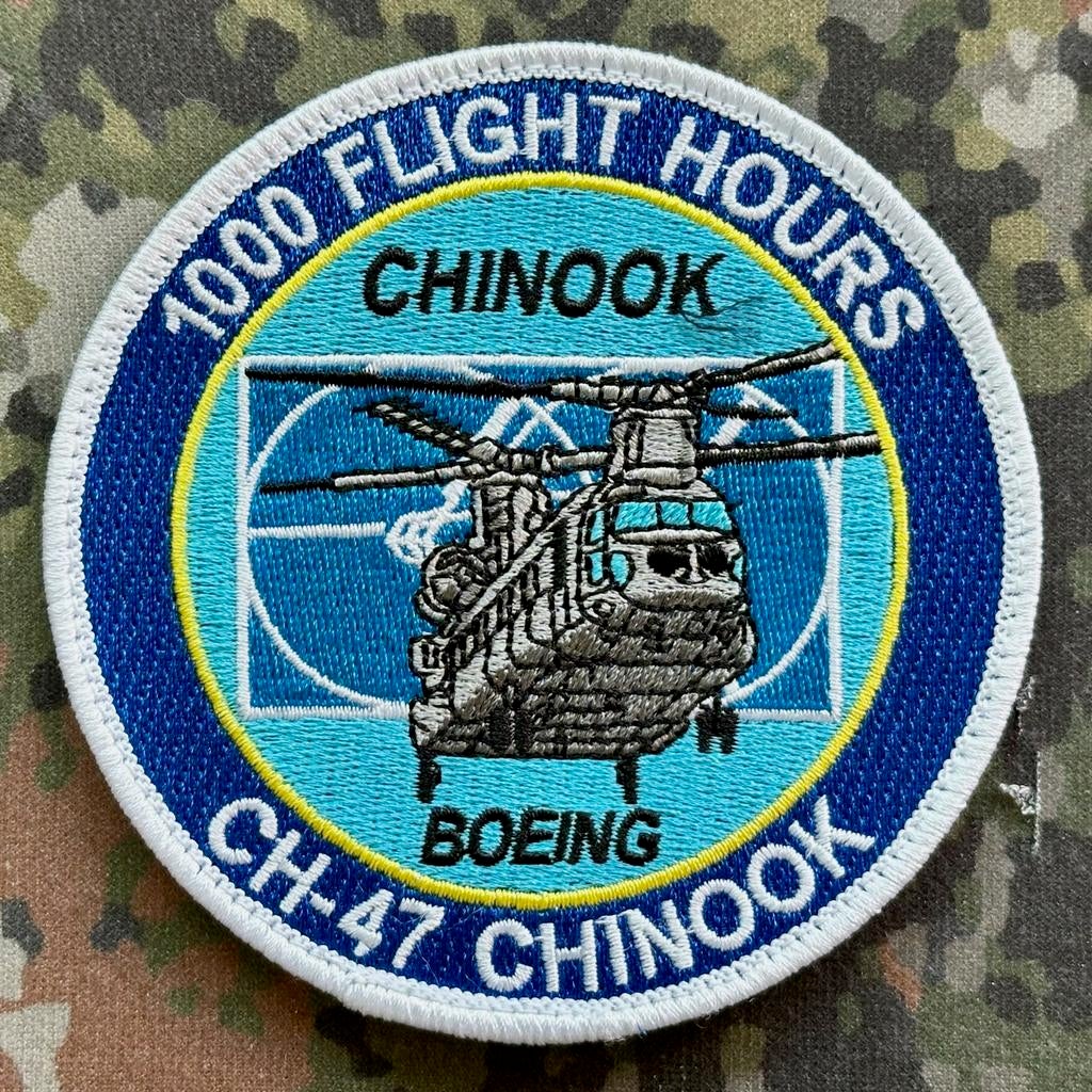 Patch RNLAF 298 SQN 1000 Flight Hours CH-47 Chinook, Ophalen of Verzenden, Luchtmacht, Nederland, Embleem of Badge