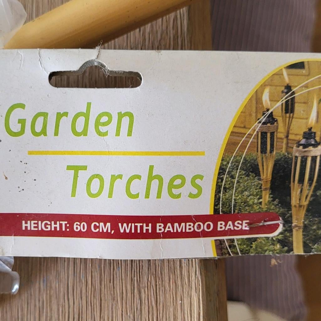 Set van 3 Bamboe Tuinfakkels - 60 cm Hoog, Tuin en Terras, Fakkels, Nieuw, Ophalen