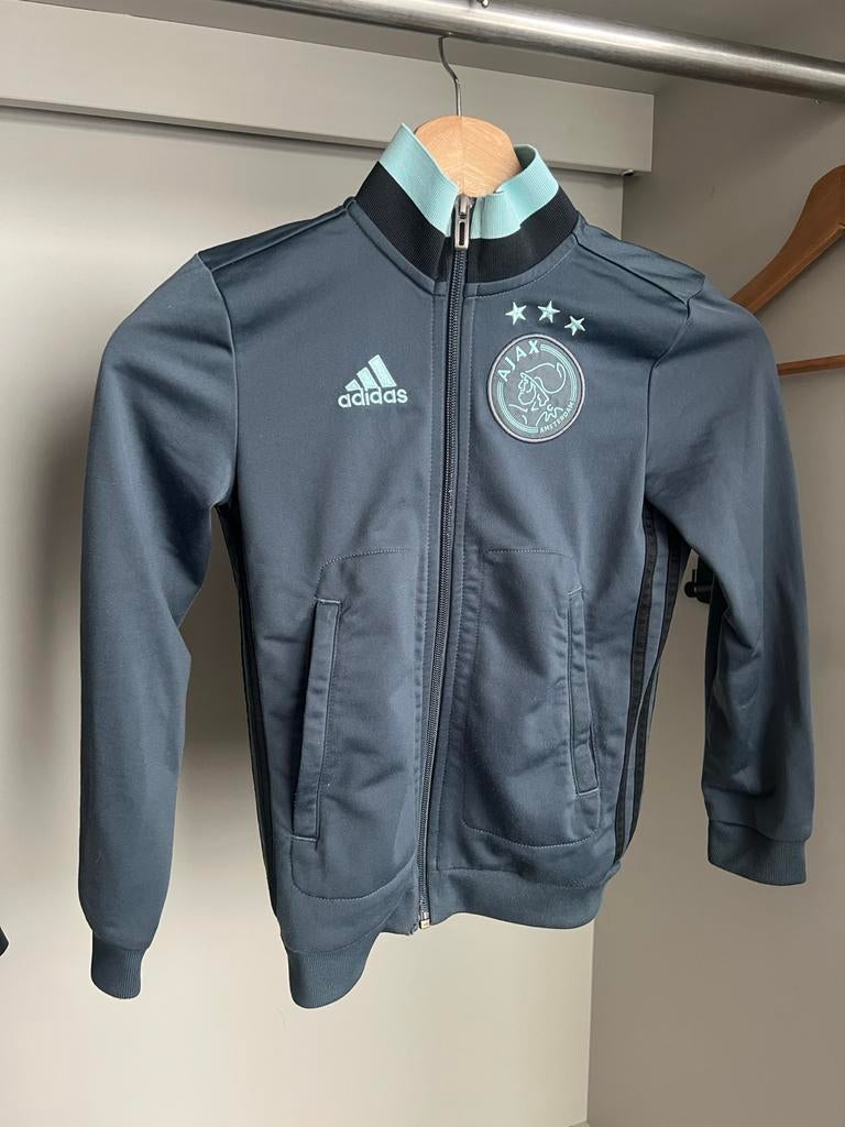 Adidas Ajax Trainingsjack Kids 128 Zwart/Turquoise, Kinderen en Baby's, Kinderkleding | Maat 128, Adidas, Jongen of Meisje, Ophalen of Verzenden