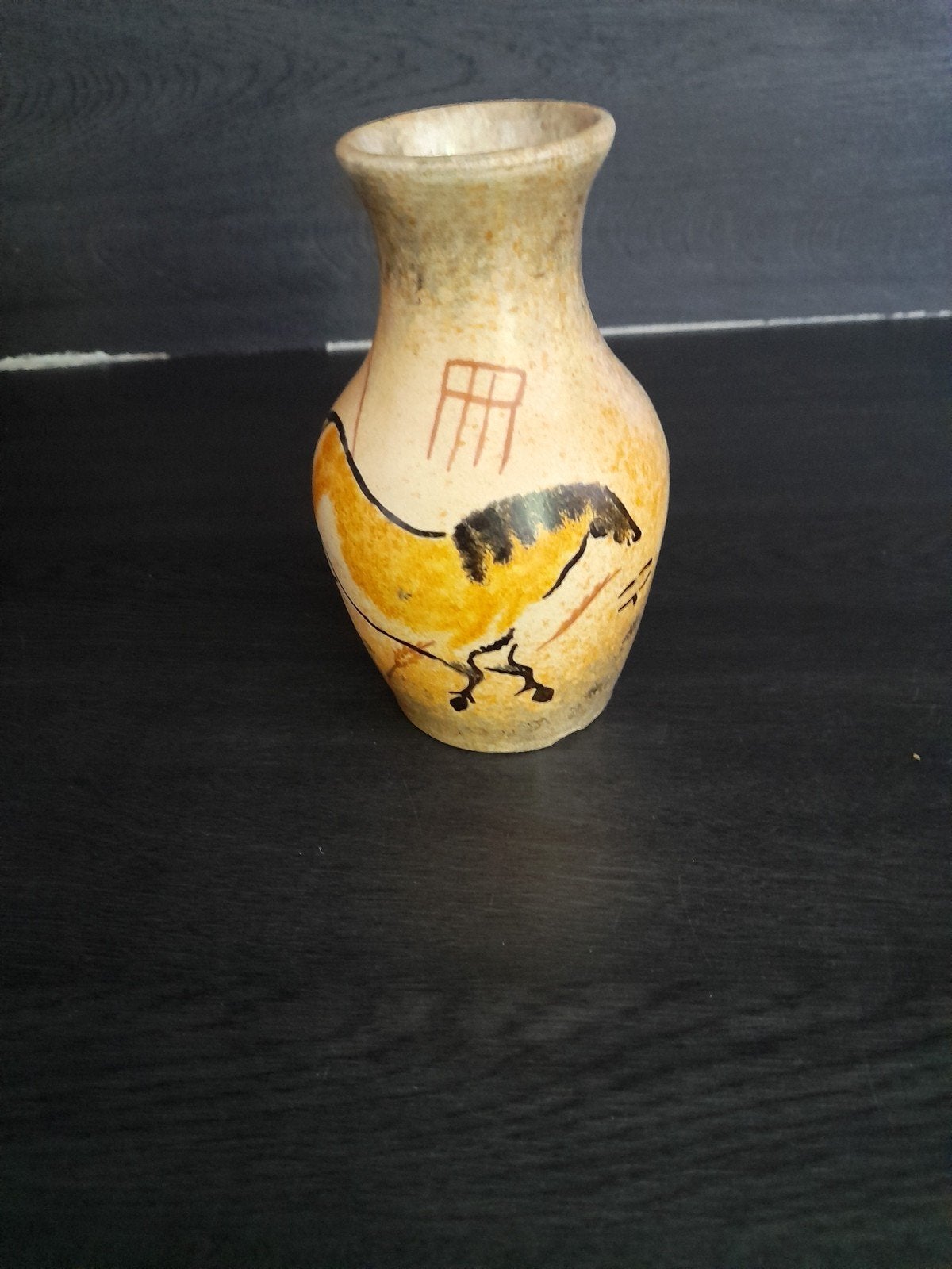 Vintage Lascaux vaasje met paardendecor - André Quiron, Ophalen of Verzenden