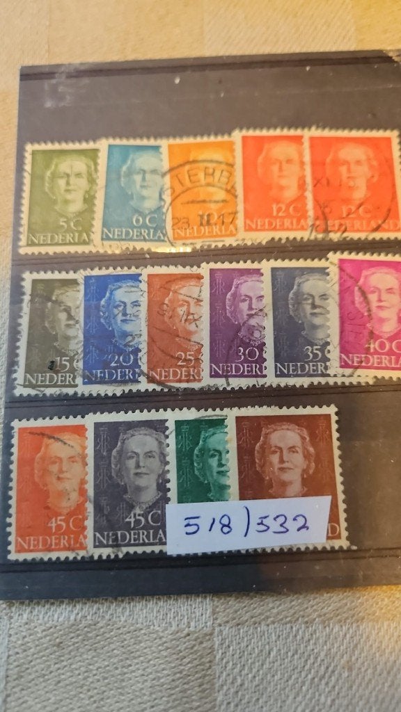 postzegels Nederland kaveltje NVPH 518 tm NVPH 532 diverse, Ophalen of Verzenden, Na 1940, Gestempeld