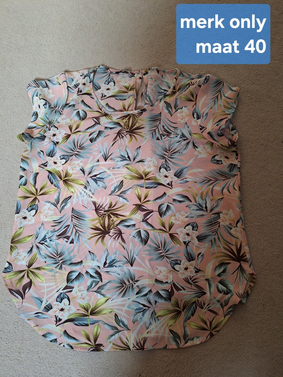 Roze top met tropische print, maat 40, Maat 38/40 (M), Ophalen of Verzenden, Onbekend, Korte mouw
