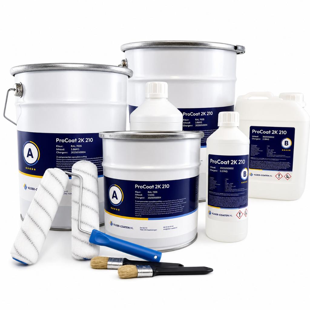 2 componenten epoxy coating pakket 25m2, Doe-het-zelf en Verbouw, Verf, Beits en Lak, Ophalen of Verzenden, Nieuw, Grijs, Verf