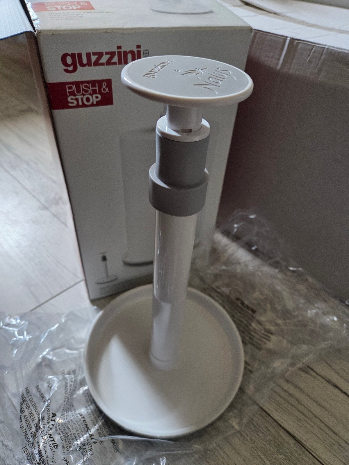 Nieuwe Guzzini Push & Stop Keukenrolhouder - Wit/Grijs, Huis en Inrichting, Keuken | Keukenbenodigdheden, Ophalen of Verzenden