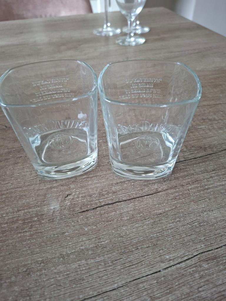 Jack Daniels whisky glazen - Set van 2, Ophalen of Verzenden, Zo goed als nieuw, Overige merken, Glas