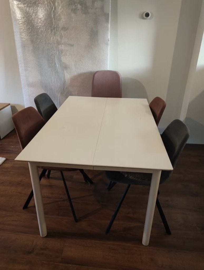 GRATIS WITTE EETTAFEL 4-6 personen ZSM OPHALEN, Ophalen, Gebruikt, 50 tot 100 cm, 100 tot 150 cm