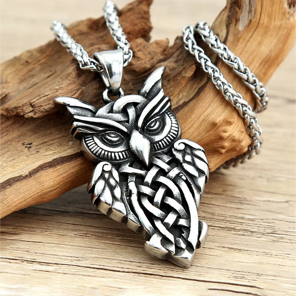 Roestvrij Stalen Uil Viking Heren Ketting, Verzenden, Nieuw, Zilver, Overige materialen