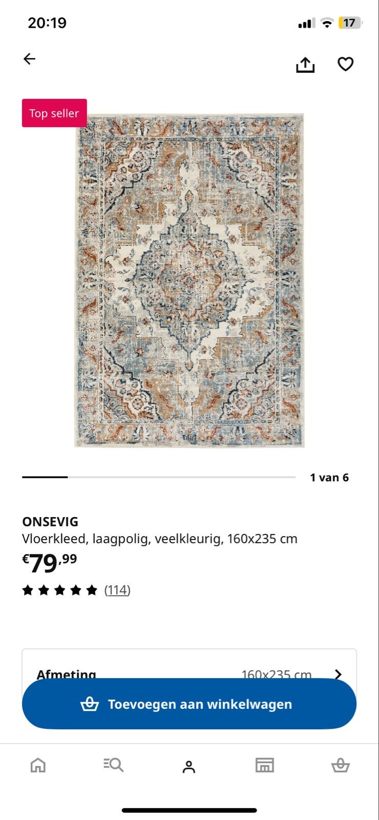 IKEA Onsevig Vloerkleed 160x235 cm, Gebruikt, Beige, 150 tot 200 cm, 200 cm of meer