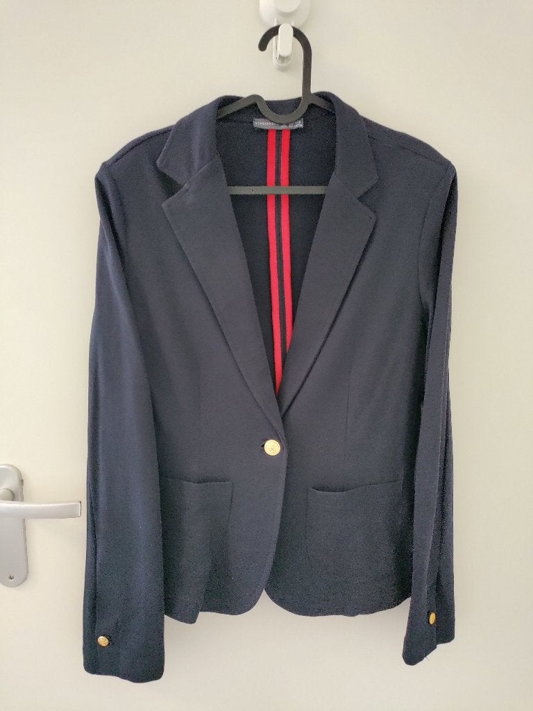 Donkerblauwe blazer met gouden knopen, Maat 38/40 (M), Blauw, Ophalen of Verzenden, Jasje