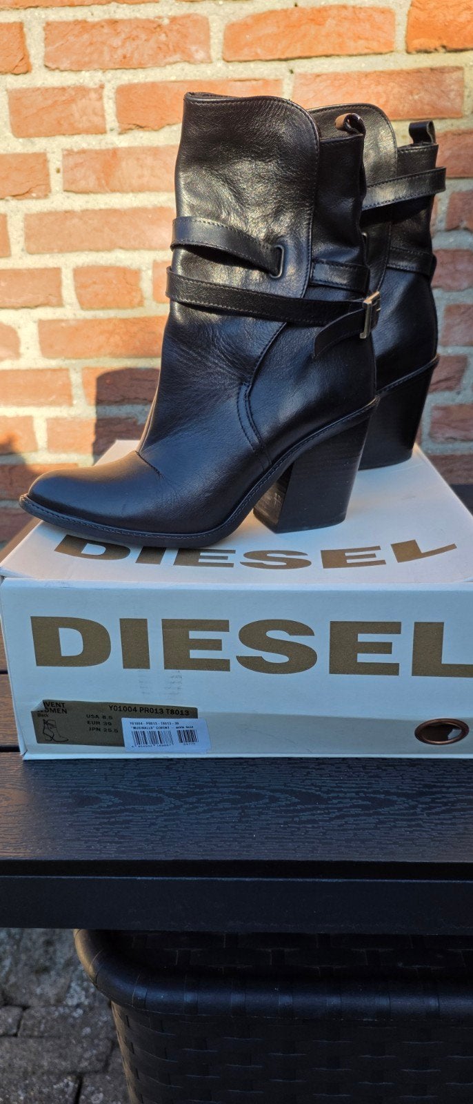 Diesel Leren Enkellaarzen Zwart Maat 39, Zwart, Lage of Enkellaarzen, Ophalen of Verzenden, Zo goed als nieuw
