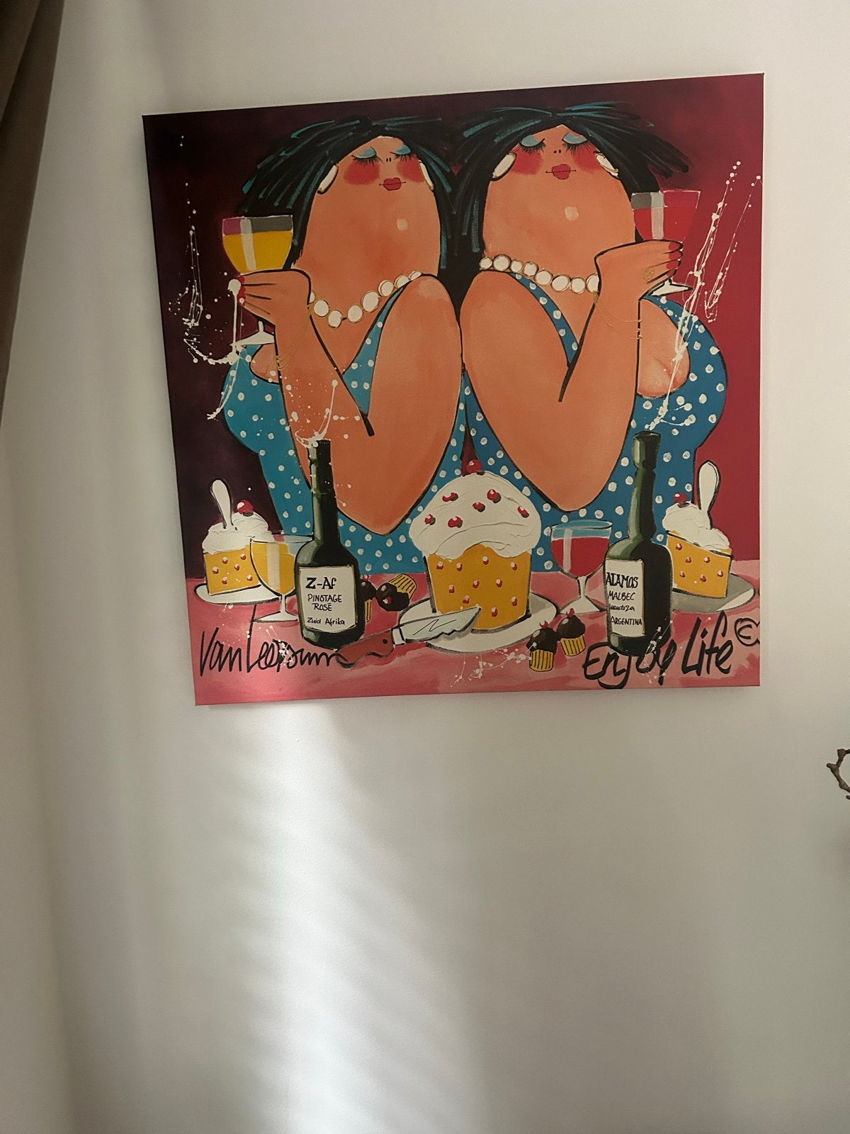 2 Schilderijen 'Dikke Dames' 70x70cm - In 1 koop, Ophalen, 50 – 75, Gebruikt, Schilderij