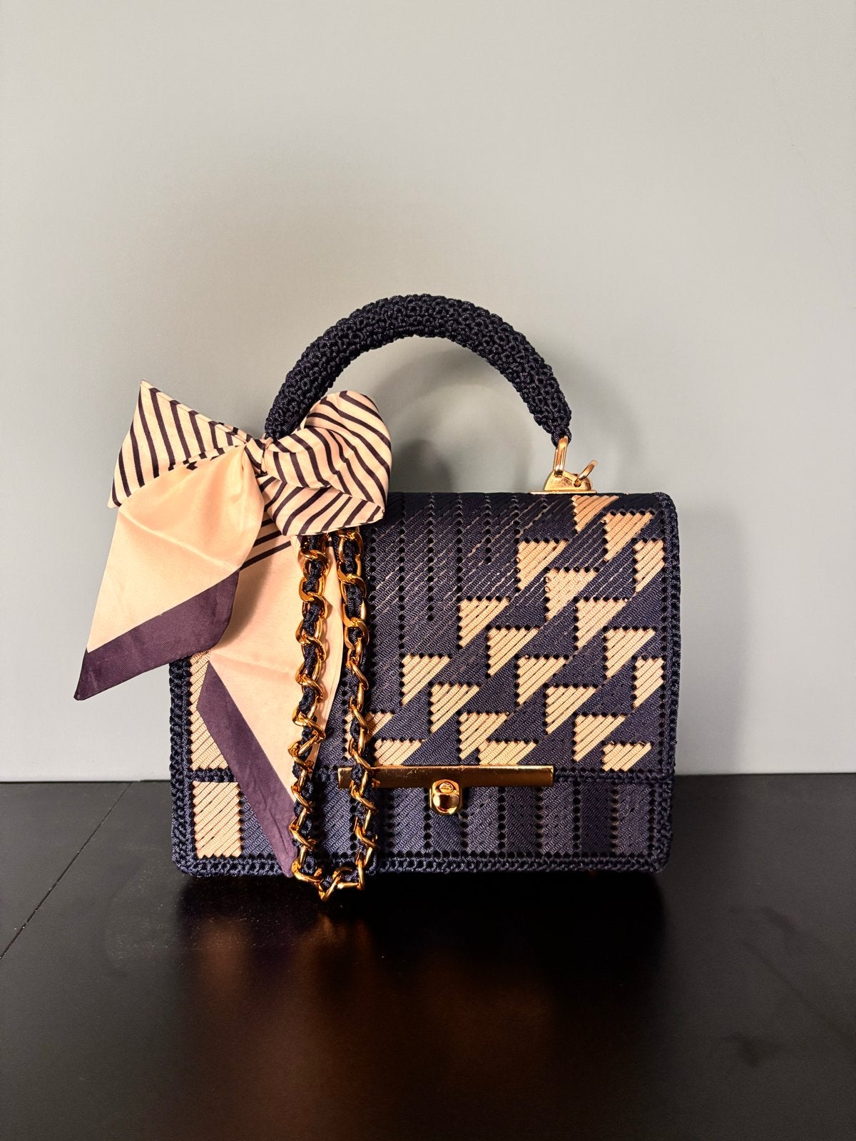 Unieke Handgemaakte Tas met Stijlvol Design, Ophalen of Verzenden, Nieuw, Blauw, Handtas