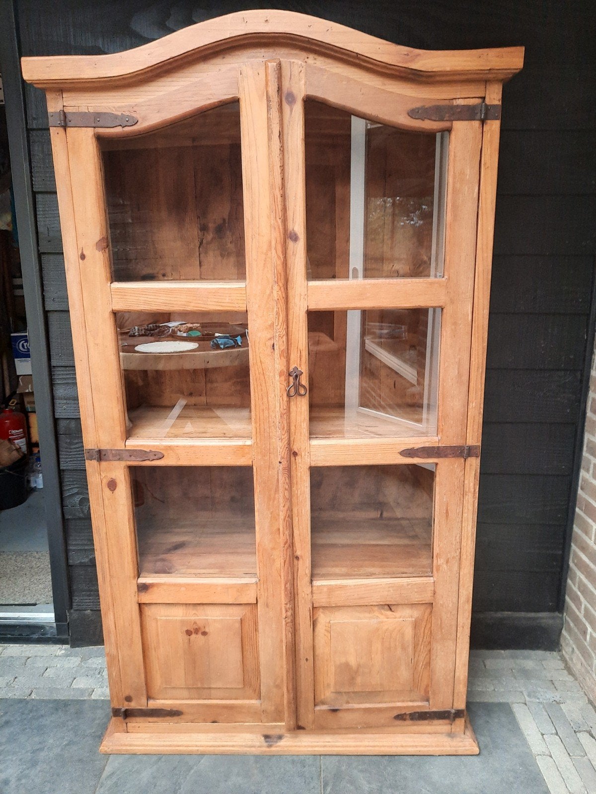 Houten kast, Ophalen, Gebruikt, Glas, 50 tot 100 cm