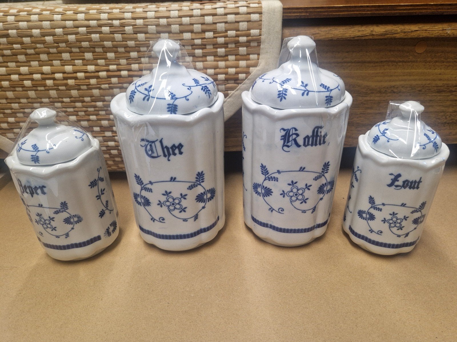 set voorraadpotten met deksel, Huis en Inrichting, Ophalen of Verzenden, Zo goed als nieuw, Overige materialen, Pot, Bus of Blik