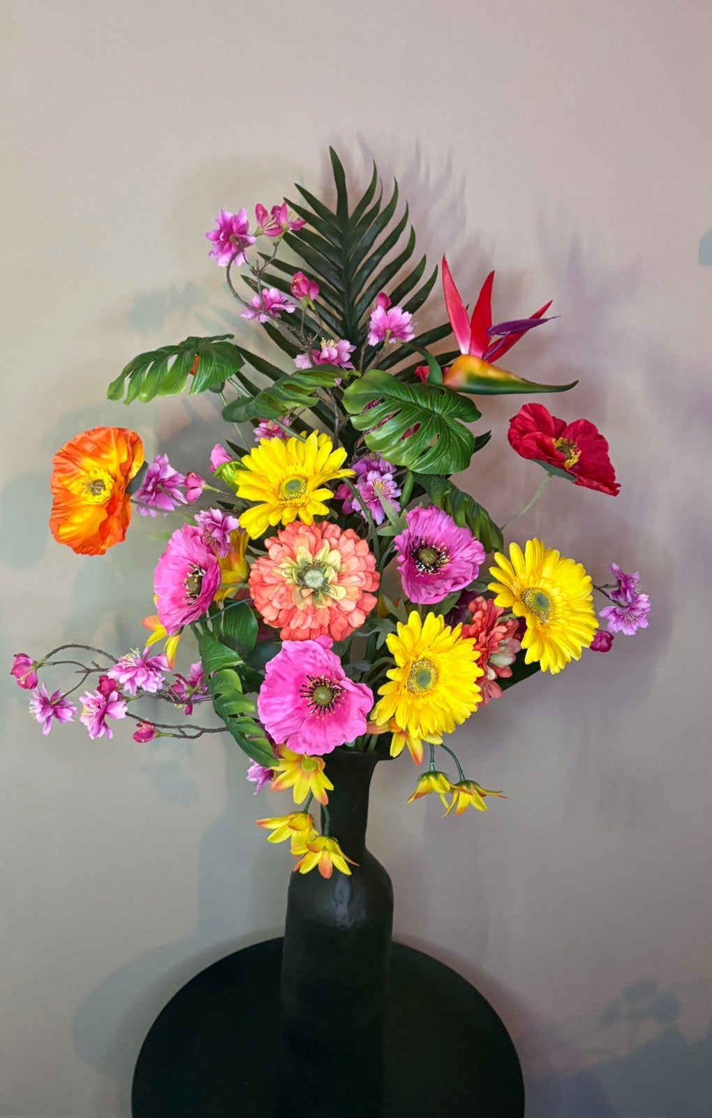 Prachtig zijden bloemen boeket + Light & Living vaas 100cm, Binnen, Www.discountfashioncorner.nl, 100 cm, Ophalen of Verzenden