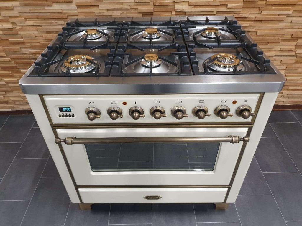Luxe Boretti Majestic Fornuis 90cm crème & oud koper GASOVEN, Niet ingevuld, 60 cm of meer, Niet ingevuld, Ophalen of Verzenden