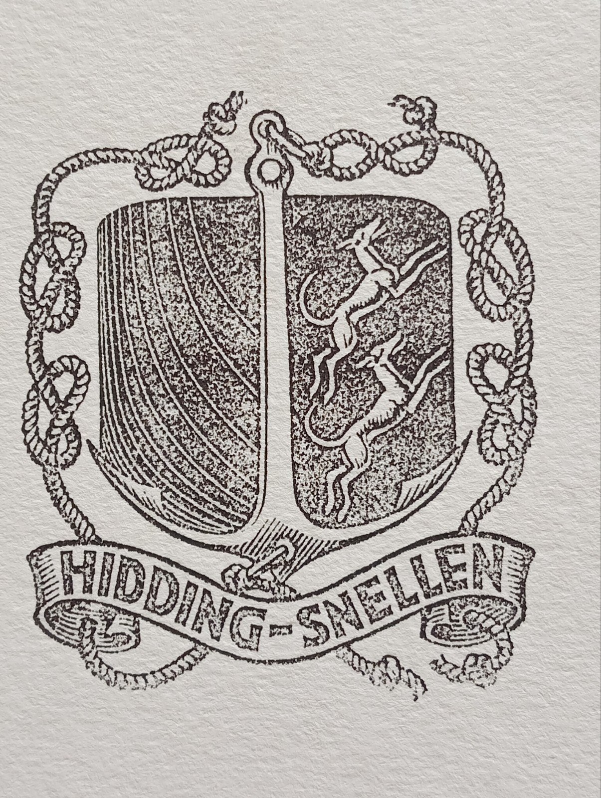 Ex Libris Hidding-Snellen met honden houtsnede litho, Ophalen of Verzenden