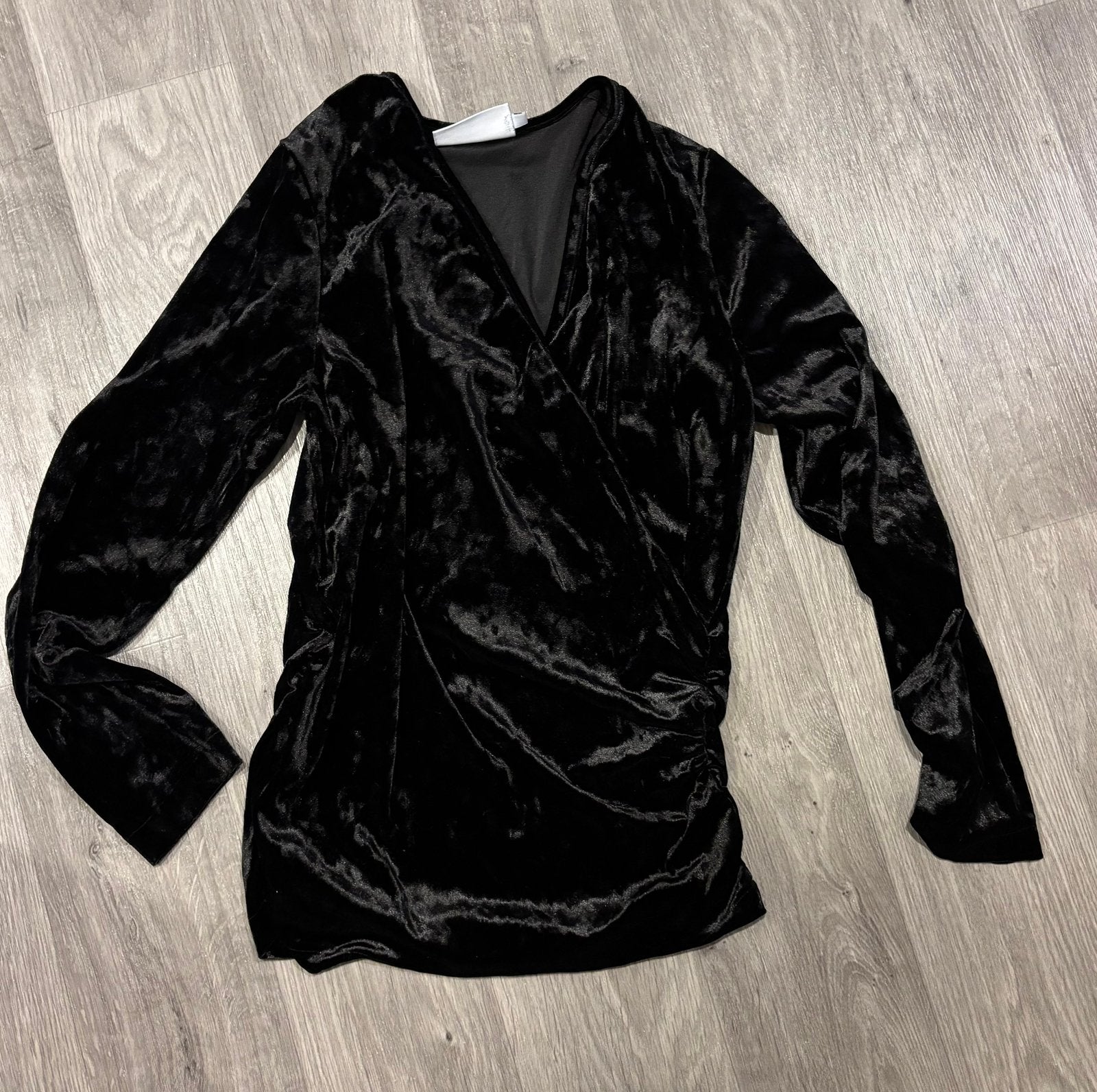 Zwart velours overslag top Helena Hart, Kleding | Dames, Zwart, Ophalen of Verzenden, Zo goed als nieuw, Lange mouw