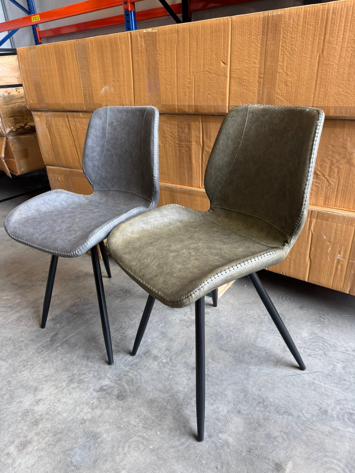 Kunstleren eetkamerstoelen/eettafelstoelen - groen/antraciet, Huis en Inrichting, Stoelen, Ophalen, Nieuw, Overige kleuren, Twee