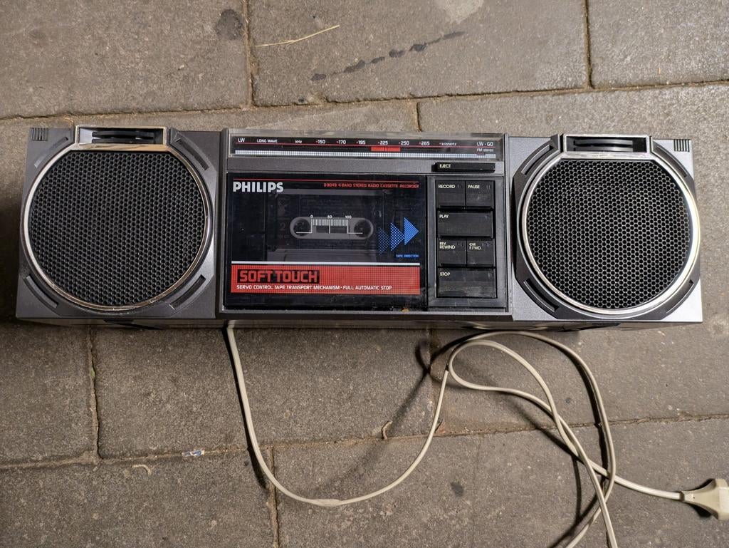 Radio Vintage Philips Cassette Jaren 80 Boombox, Ophalen of Verzenden