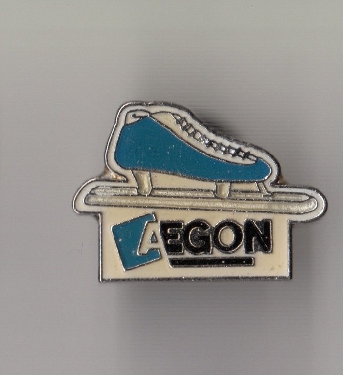 Aegon Schaats pin Verzekering Bank Schaatsen, Gebruikt, Niet vindbaar, Niet vindbaar, Speldje of Pin